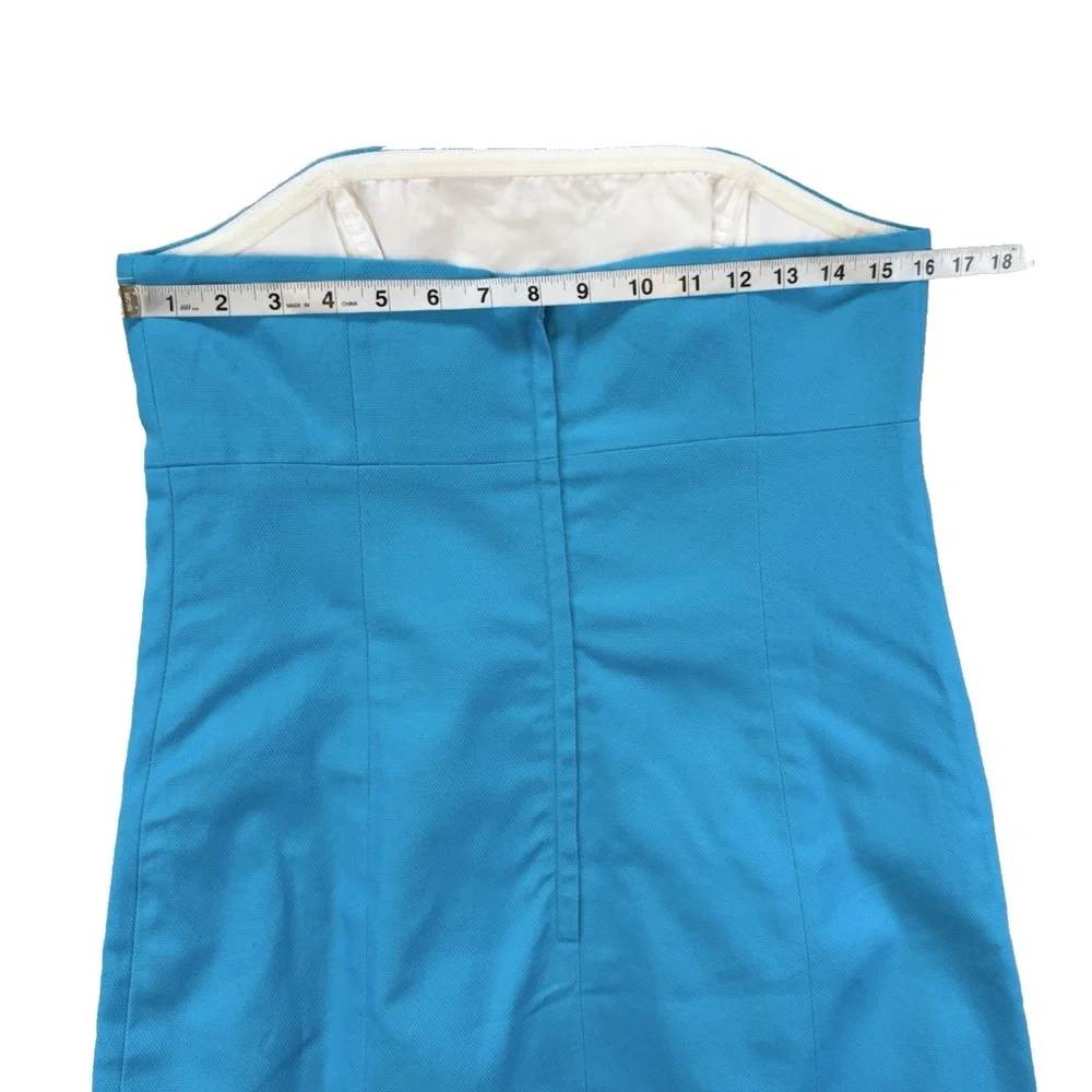 Lilly Pulitzer Size 10 Bowen Tourquise Lorac Panel Embroidery Strapless Dress - Picture 7 of 14